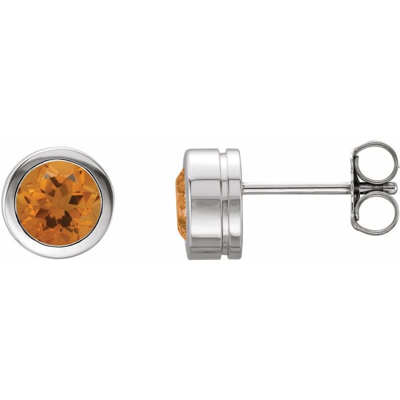 Round Bezel-Set Birthstone Stud Earrings