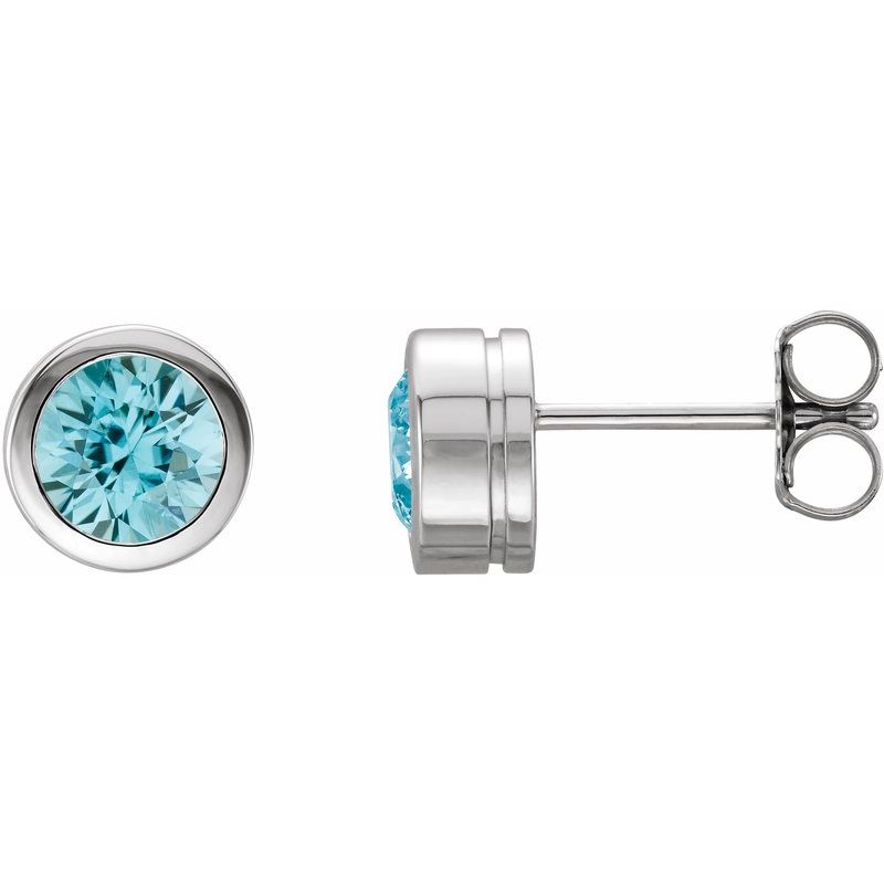 Round Bezel-Set Birthstone Stud Earrings