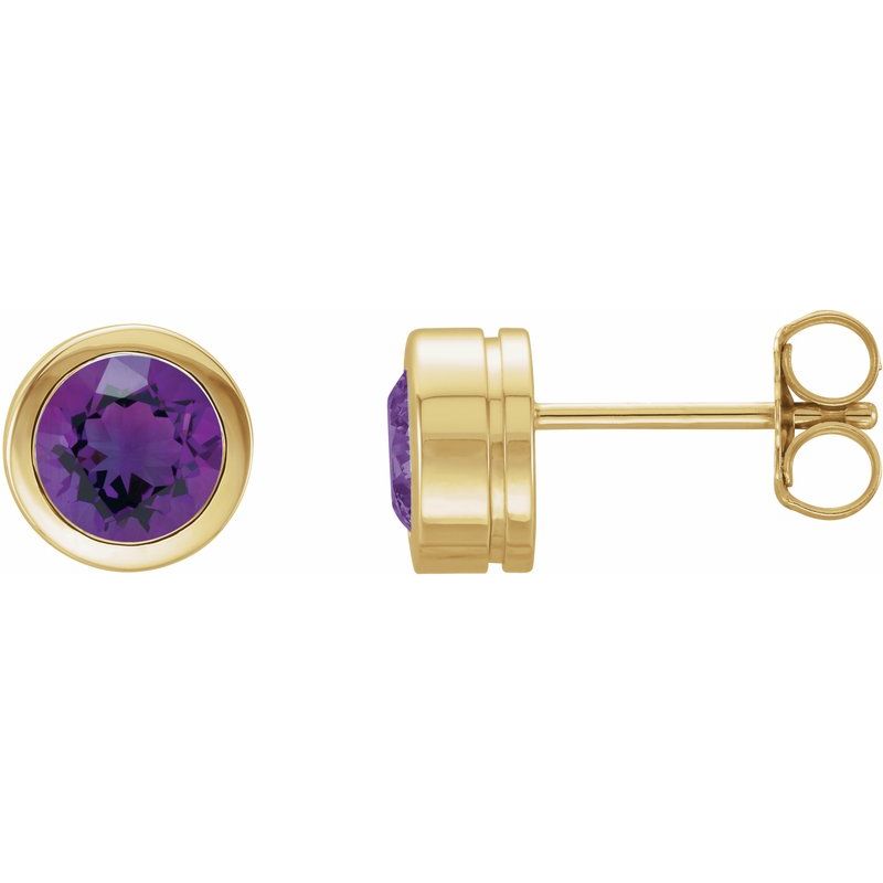 Round Bezel-Set Birthstone Stud Earrings