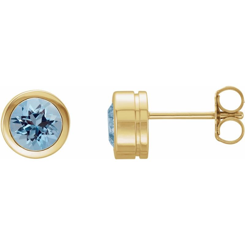 Round Bezel-Set Birthstone Stud Earrings