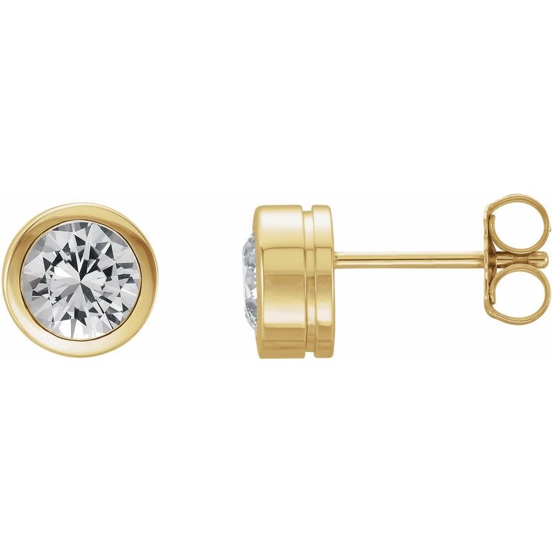 Round Bezel-Set Birthstone Stud Earrings