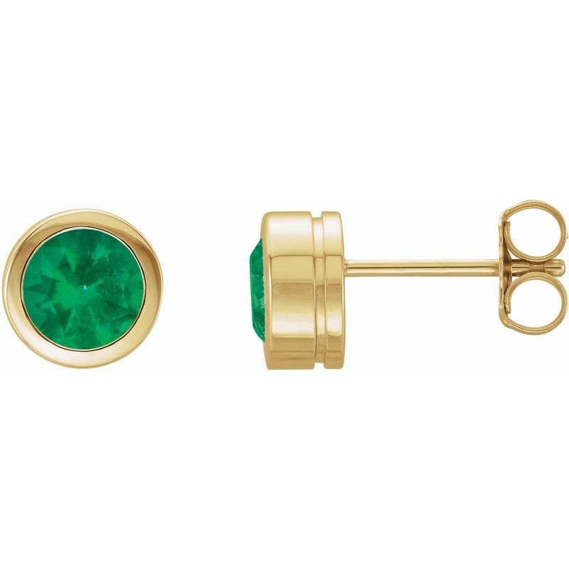 Round Bezel-Set Birthstone Stud Earrings