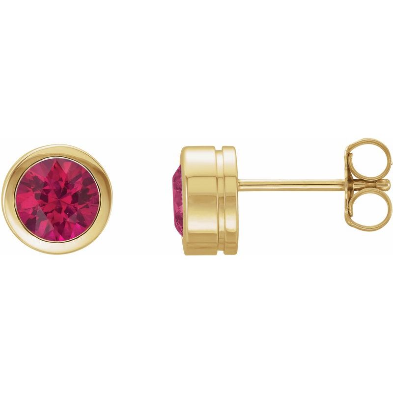 Round Bezel-Set Birthstone Stud Earrings