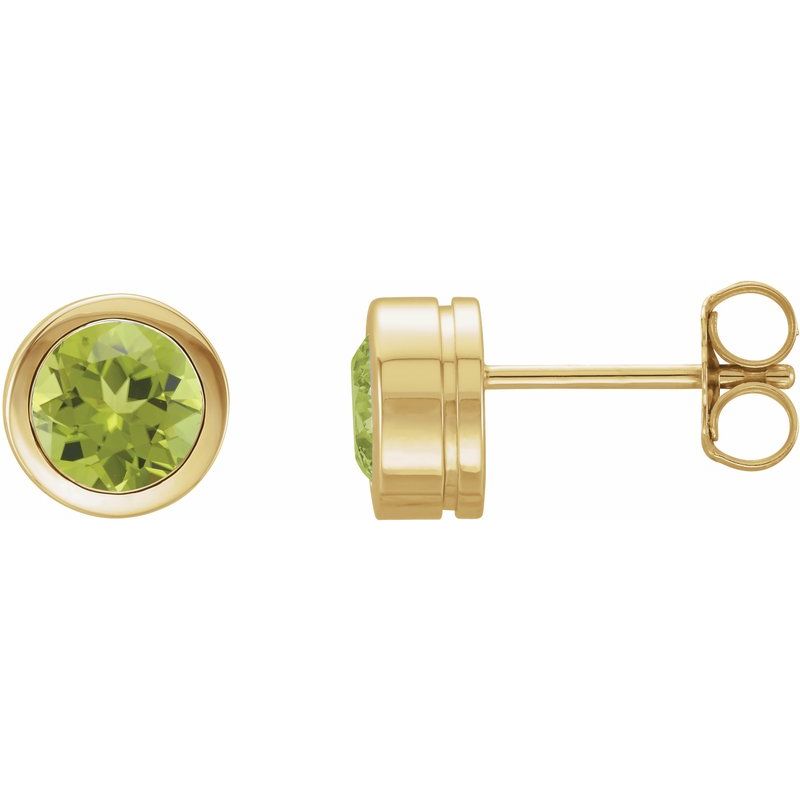 Round Bezel-Set Birthstone Stud Earrings