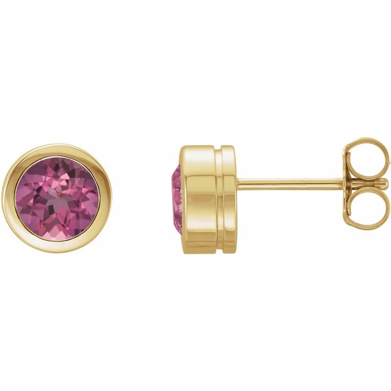 Round Bezel-Set Birthstone Stud Earrings