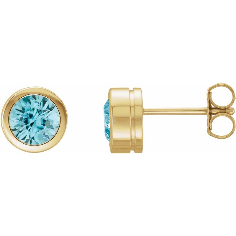 Round Bezel-Set Birthstone Stud Earrings