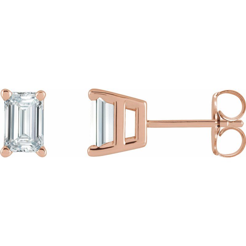 Emerald 4-Prong Stud Earrings