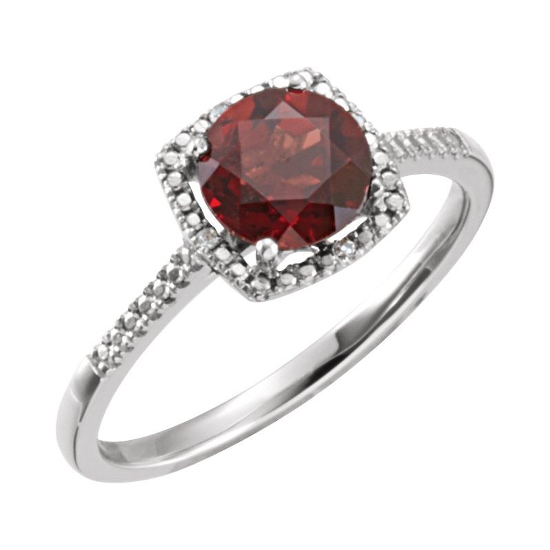 Halo-Style Birthstone Ring — Natural & .01 ctw Diamond