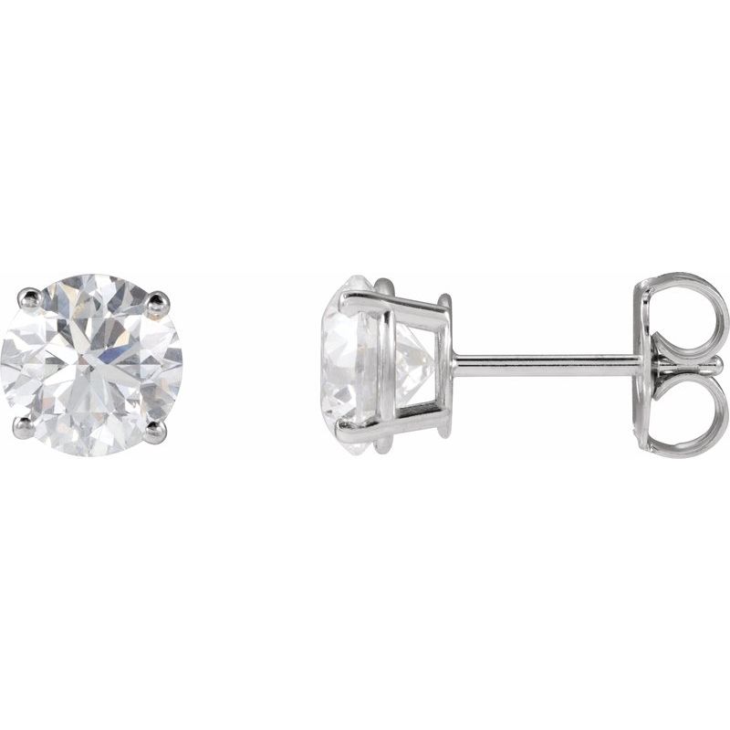 Round 4-Prong Lightweight Stud Earrings — Lab-Grown White Diamond