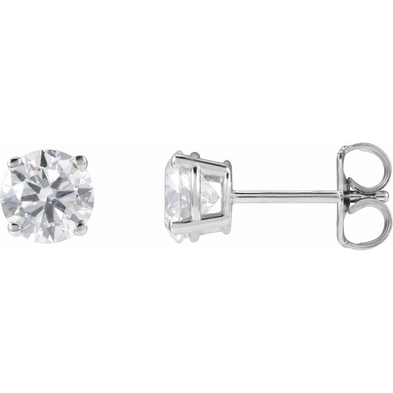 Round 4-Prong Lightweight Stud Earrings — Lab-Grown White Diamond