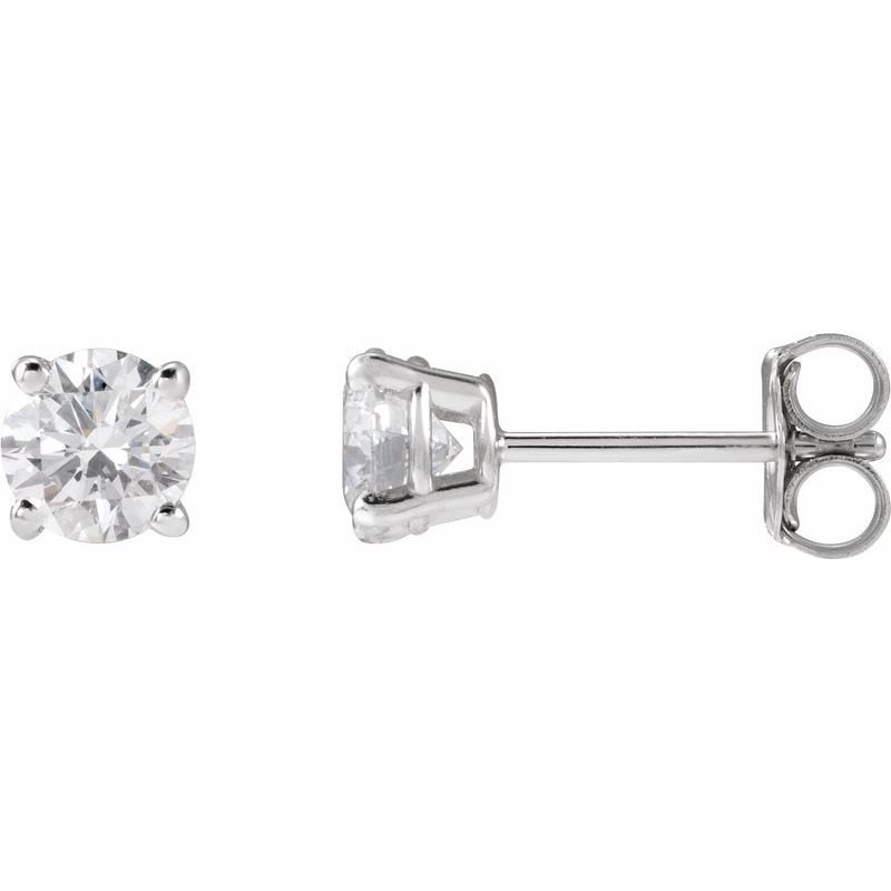 Round 4-Prong Lightweight Stud Earrings — Lab-Grown White Diamond