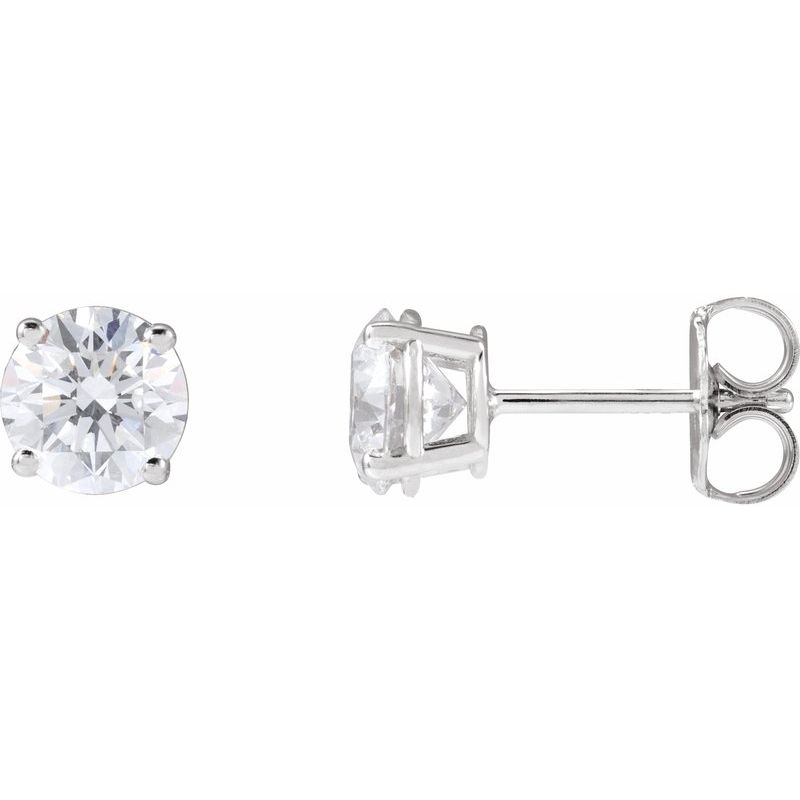 Round 4-Prong Lightweight Stud Earrings — Lab-Grown White Diamond