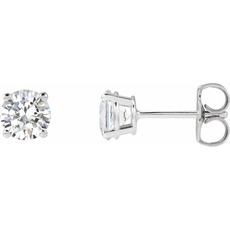 Round 4-Prong Lightweight Stud Earrings — Lab-Grown White Diamond