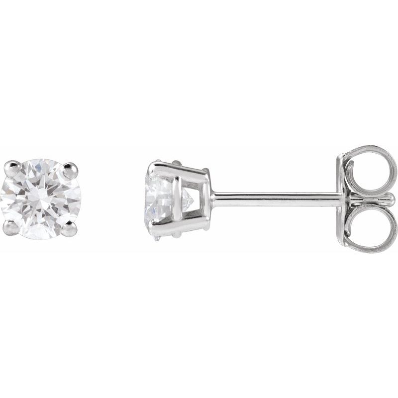 Round 4-Prong Lightweight Stud Earrings — Lab-Grown White Diamond