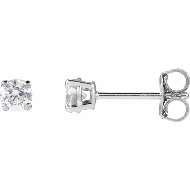 Round 4-Prong Lightweight Stud Earrings — Lab-Grown White Diamond