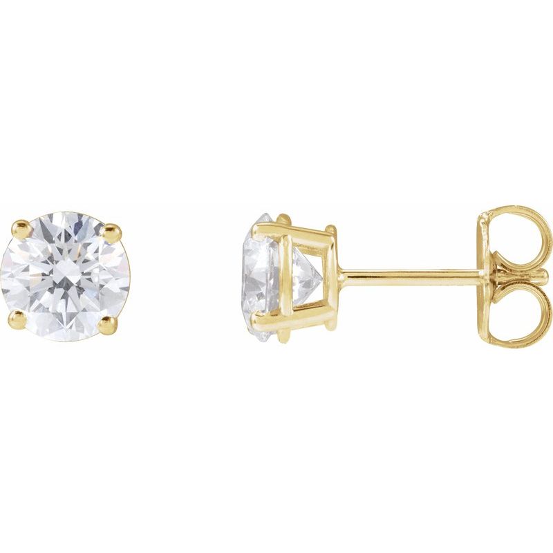 Round 4-Prong Lightweight Stud Earrings — Lab-Grown White Diamond