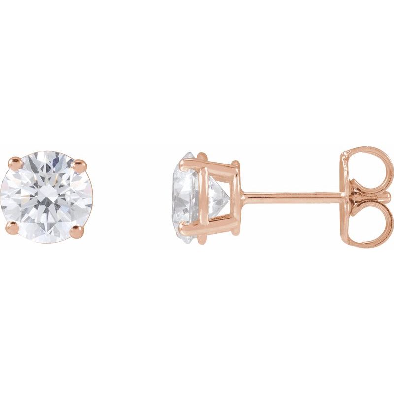 Round 4-Prong Lightweight Stud Earrings — Lab-Grown White Diamond