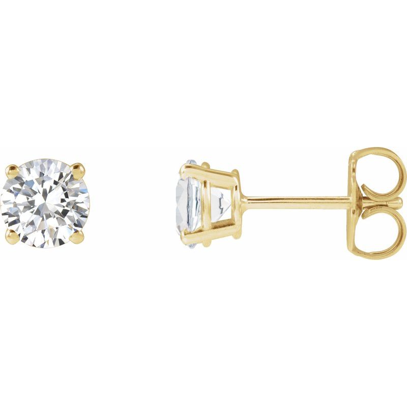 Round 4-Prong Lightweight Stud Earrings — Lab-Grown White Diamond