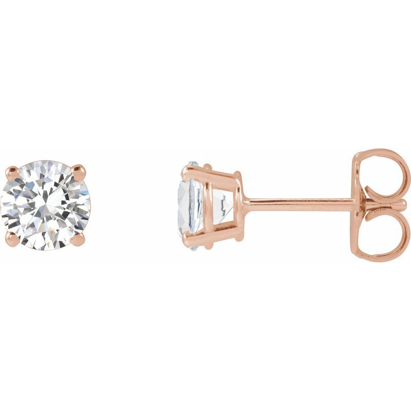 Round 4-Prong Lightweight Stud Earrings — Lab-Grown White Diamond