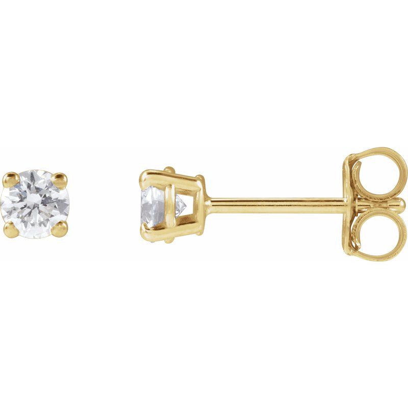Round 4-Prong Lightweight Stud Earrings — Lab-Grown White Diamond