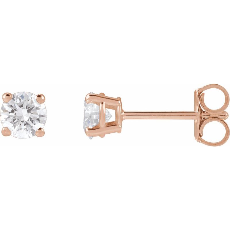 Round 4-Prong Lightweight Stud Earrings — Lab-Grown White Diamond