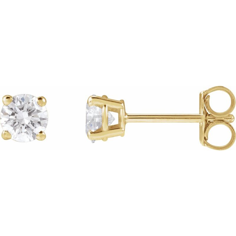 Round 4-Prong Lightweight Stud Earrings — Lab-Grown White Diamond