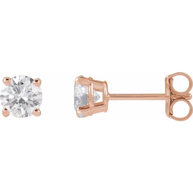 Round 4-Prong Lightweight Stud Earrings — Lab-Grown White Diamond