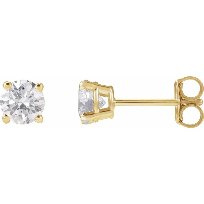 Round 4-Prong Lightweight Stud Earrings — Lab-Grown White Diamond