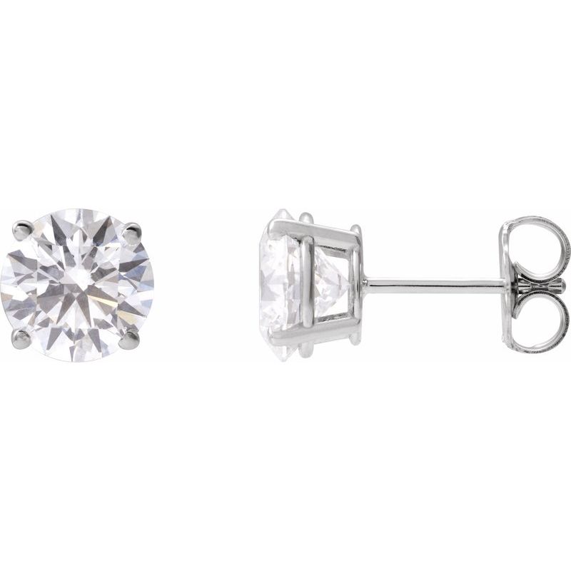 Round 4-Prong Lightweight Stud Earrings — Lab-Grown White Diamond