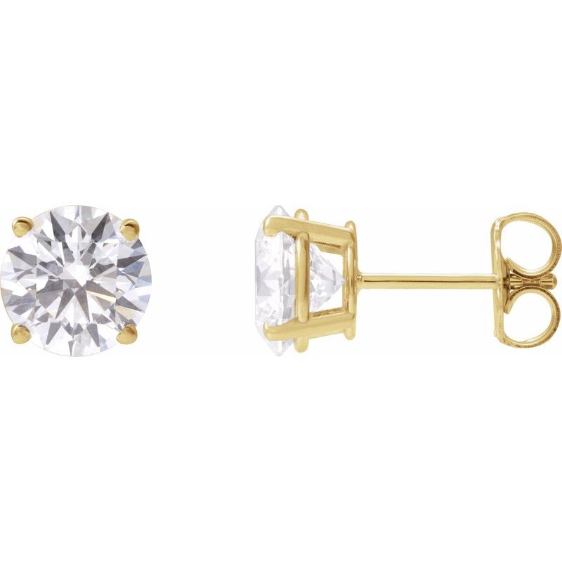 Round 4-Prong Lightweight Stud Earrings — Lab-Grown White Diamond