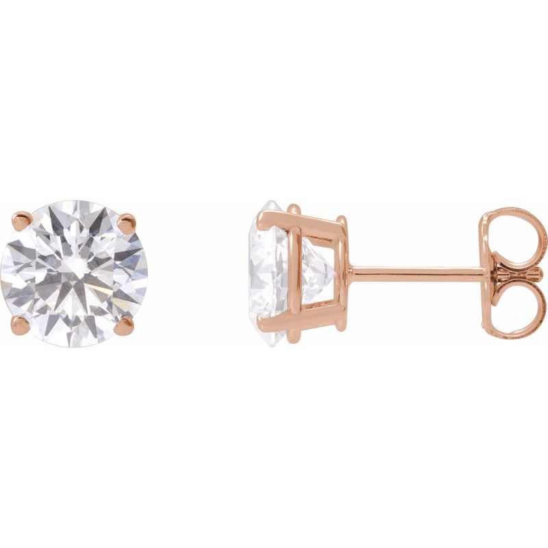Round 4-Prong Lightweight Stud Earrings — Lab-Grown White Diamond