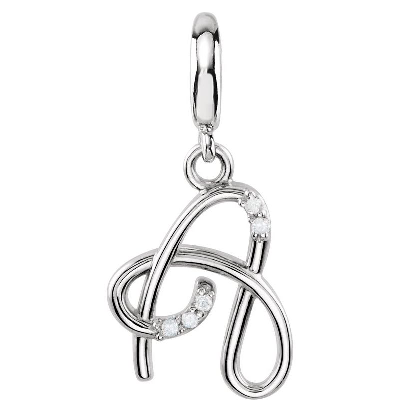 Accented Initial Charm/Pendant — Script .03 ctw Natural Diamond