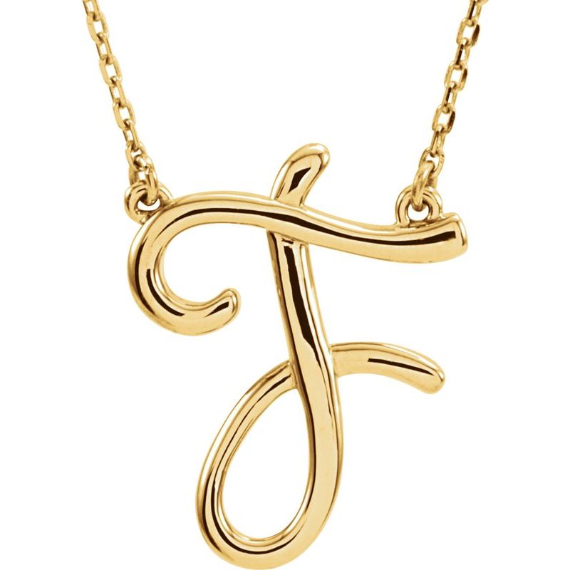 Script Initial Necklace or Center — 16″