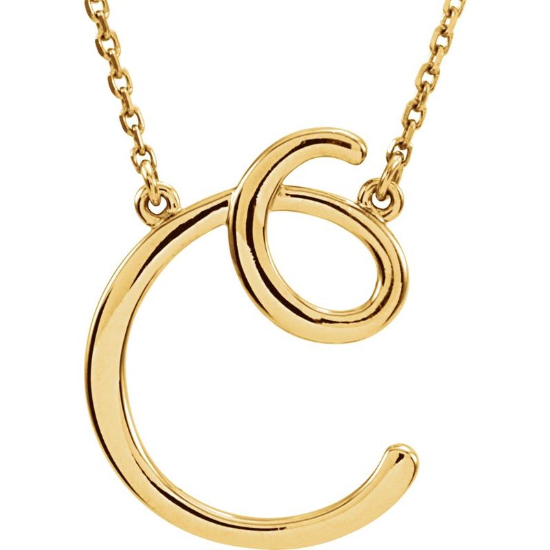 Script Initial Necklace or Center — 16″
