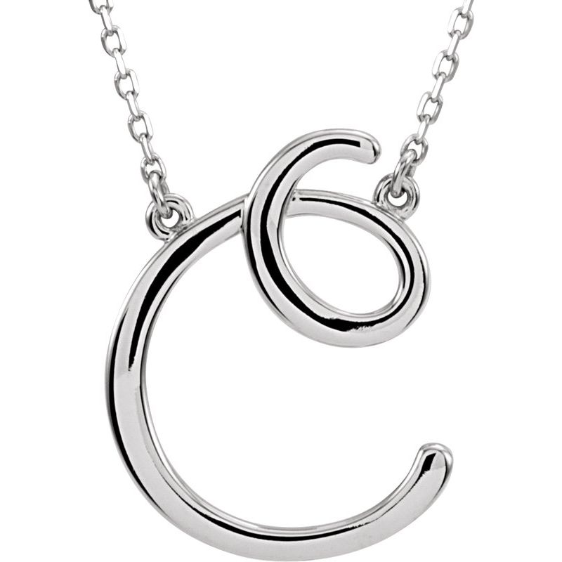 Script Initial Necklace or Center — 16″
