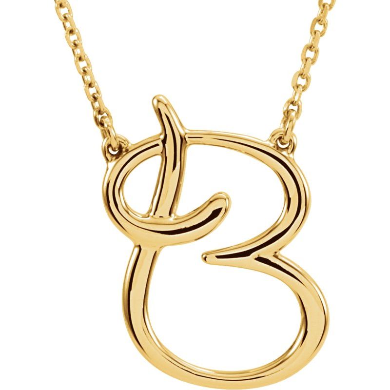 Script Initial Necklace or Center — 16″