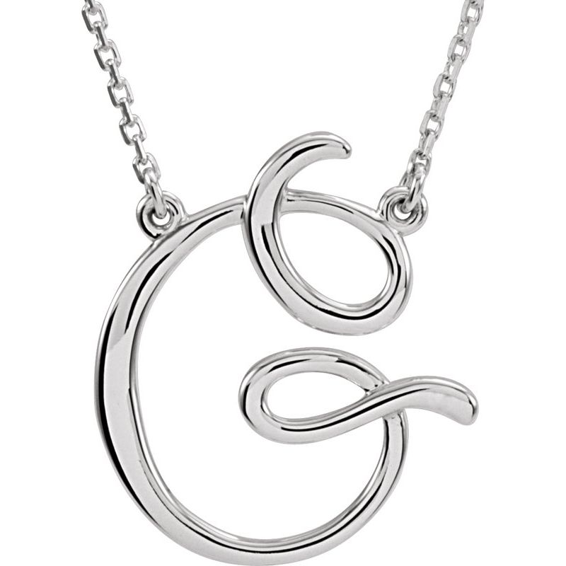 Script Initial Necklace or Center — 16″