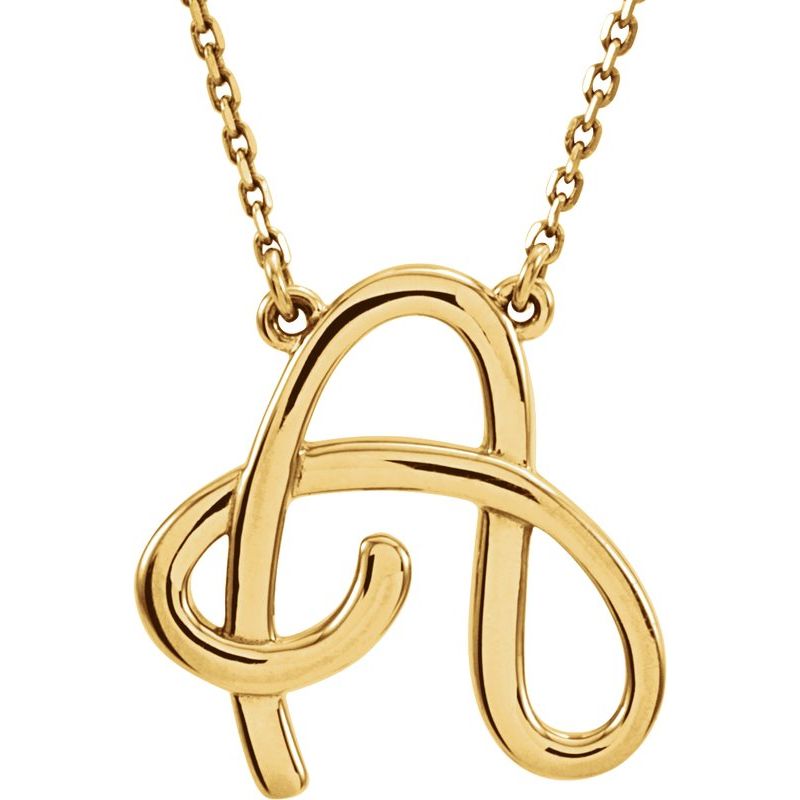 Script Initial Necklace or Center — 16″