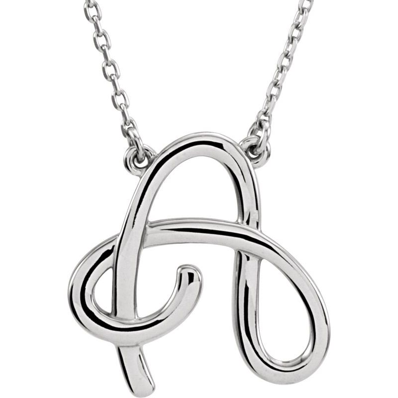 Script Initial Necklace or Center — 16″