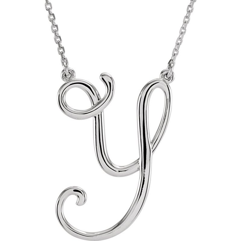 Script Initial Necklace or Center — 16″