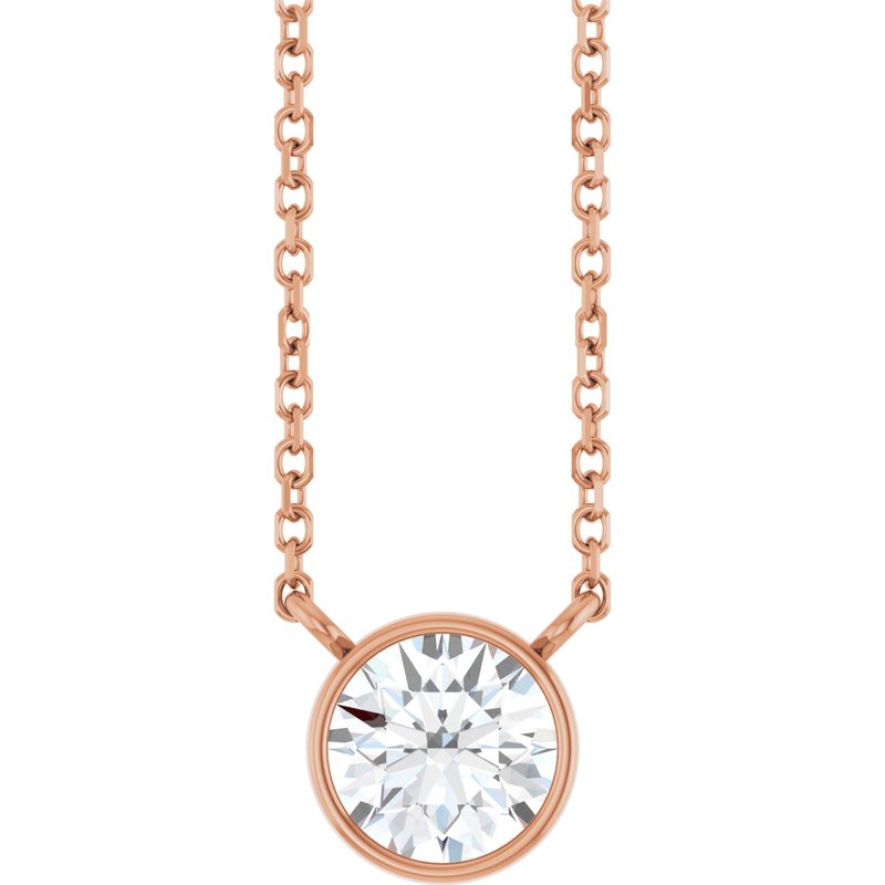 Bezel-Set Solitaire Necklace — Diamond 16-18″