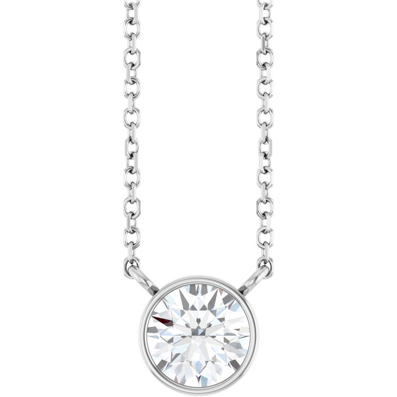 Bezel-Set Solitaire Necklace — Diamond 16-18″