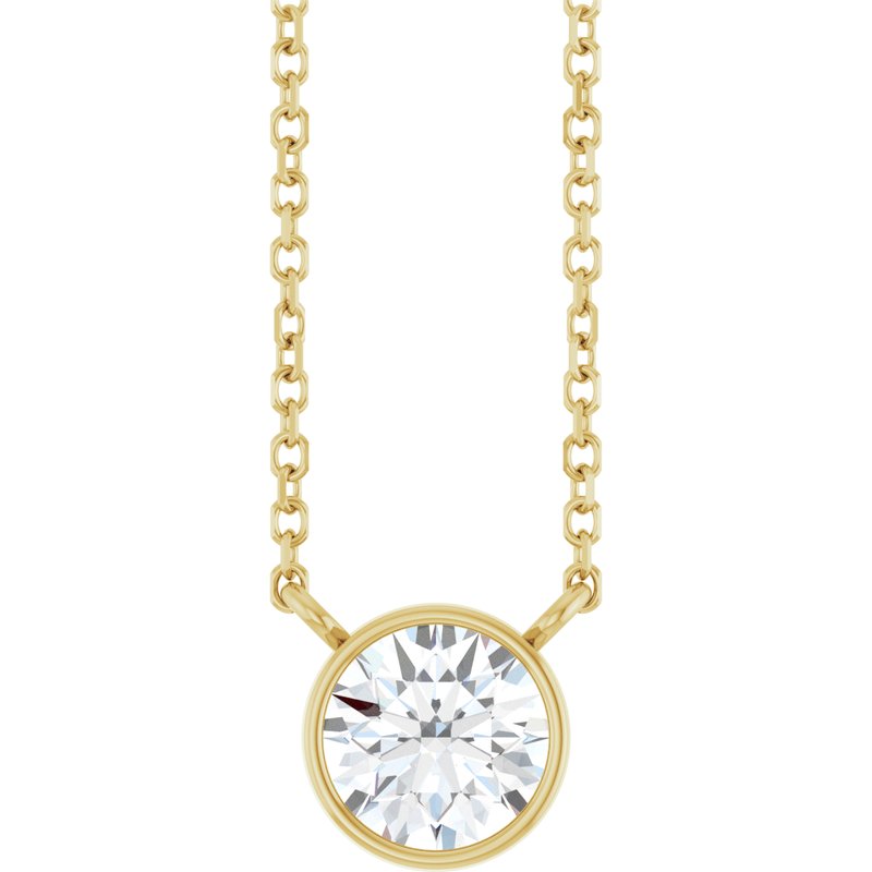 Bezel-Set Solitaire Necklace — Diamond 16-18″