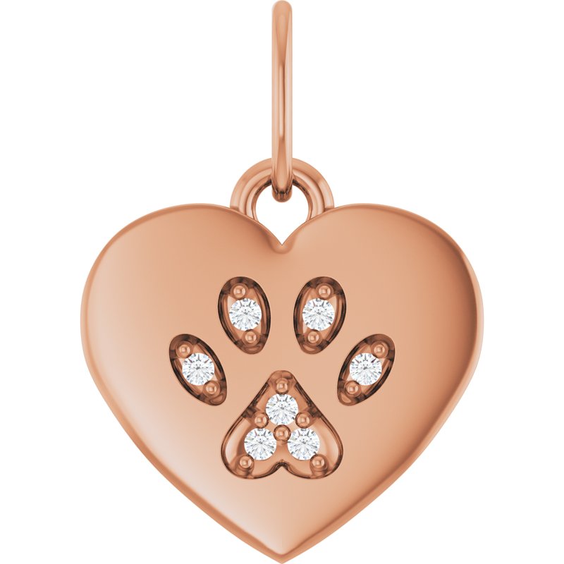 Engravable Paw Print Heart Pendant