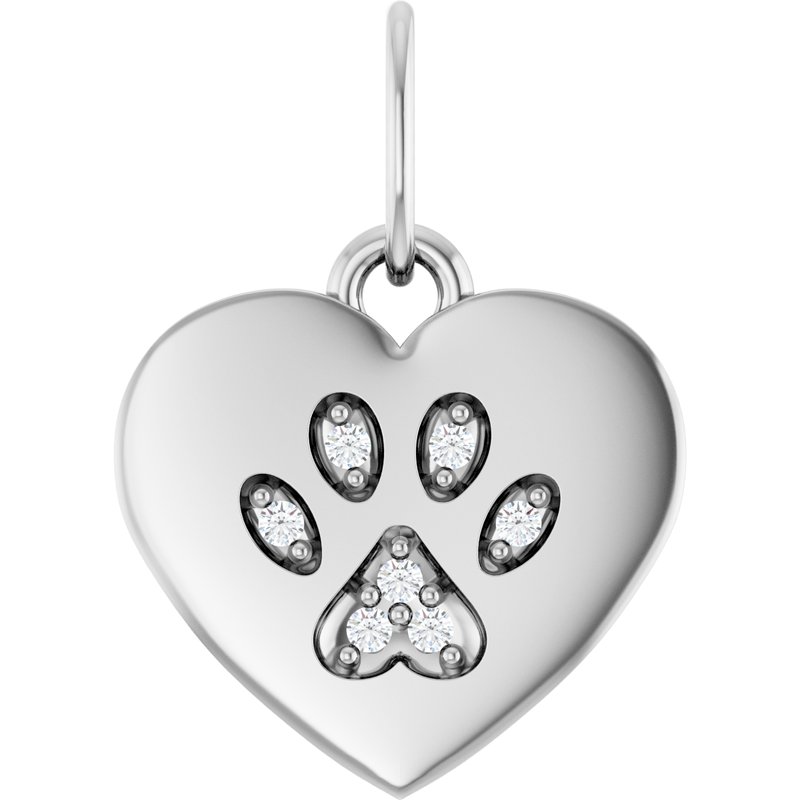 Engravable Paw Print Heart Pendant
