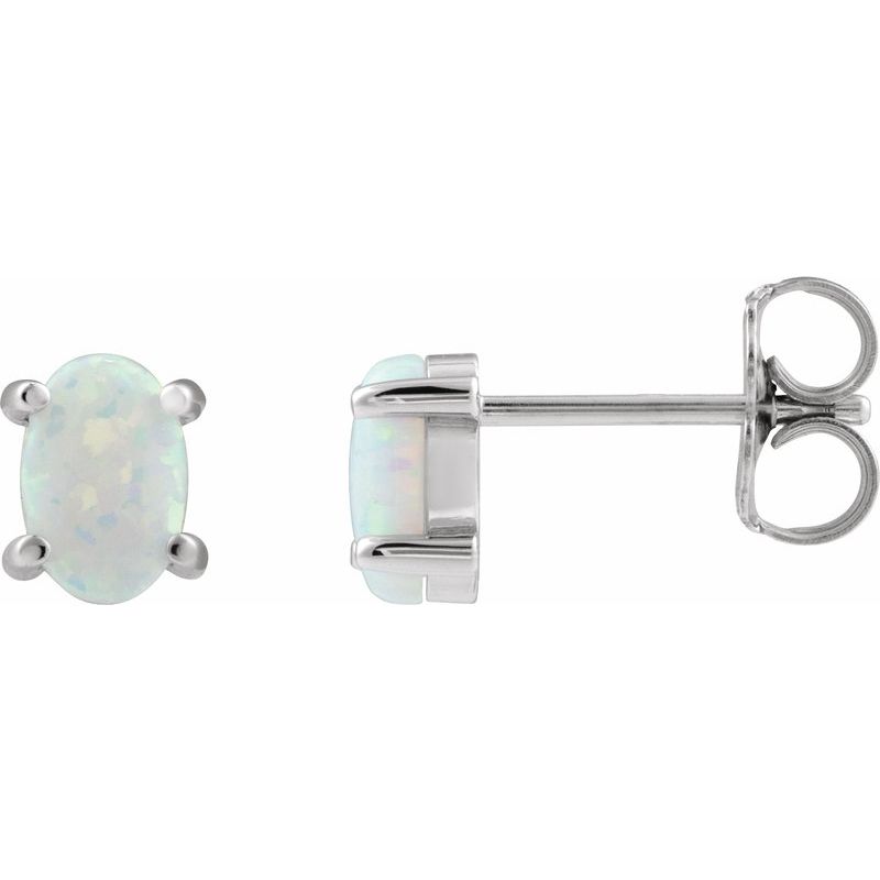 Oval 4-Prong Cabochon Earrings