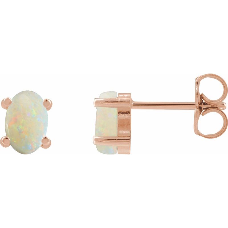 Oval 4-Prong Cabochon Earrings