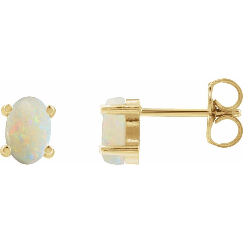 Oval 4-Prong Cabochon Earrings
