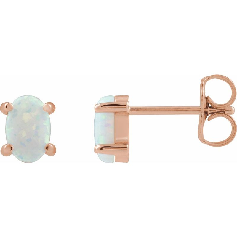 Oval 4-Prong Cabochon Earrings