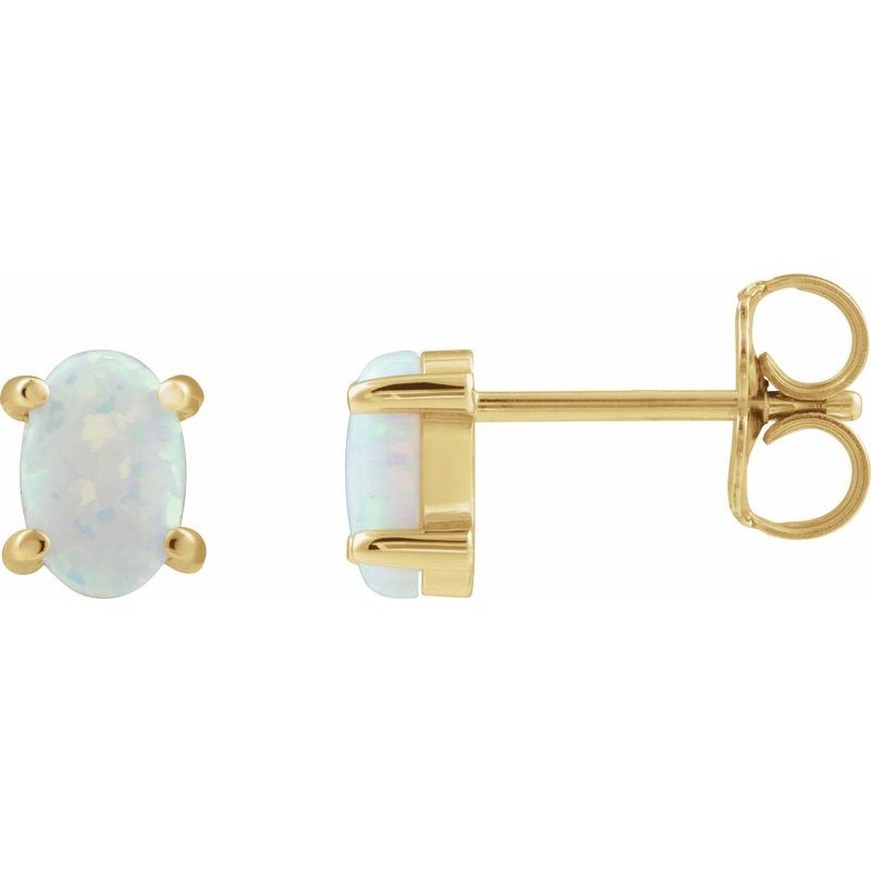 Oval 4-Prong Cabochon Earrings